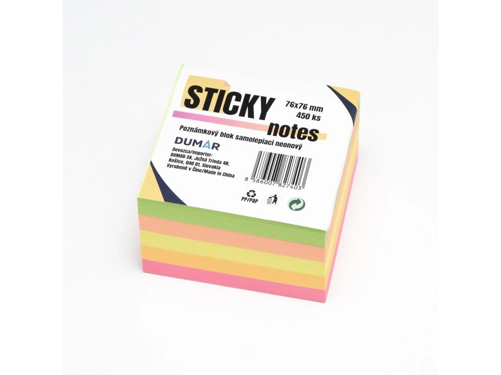 Blok samolepiaci, 76x76mm, 450zl, neon